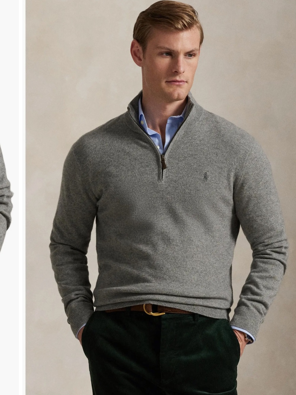 Polo by Ralph Lauren Gray Half-Zip Sweater
